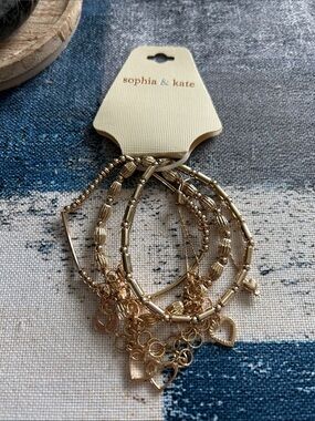 Sophia & Kate Gold-Tone Layered Charm Bracelet Set